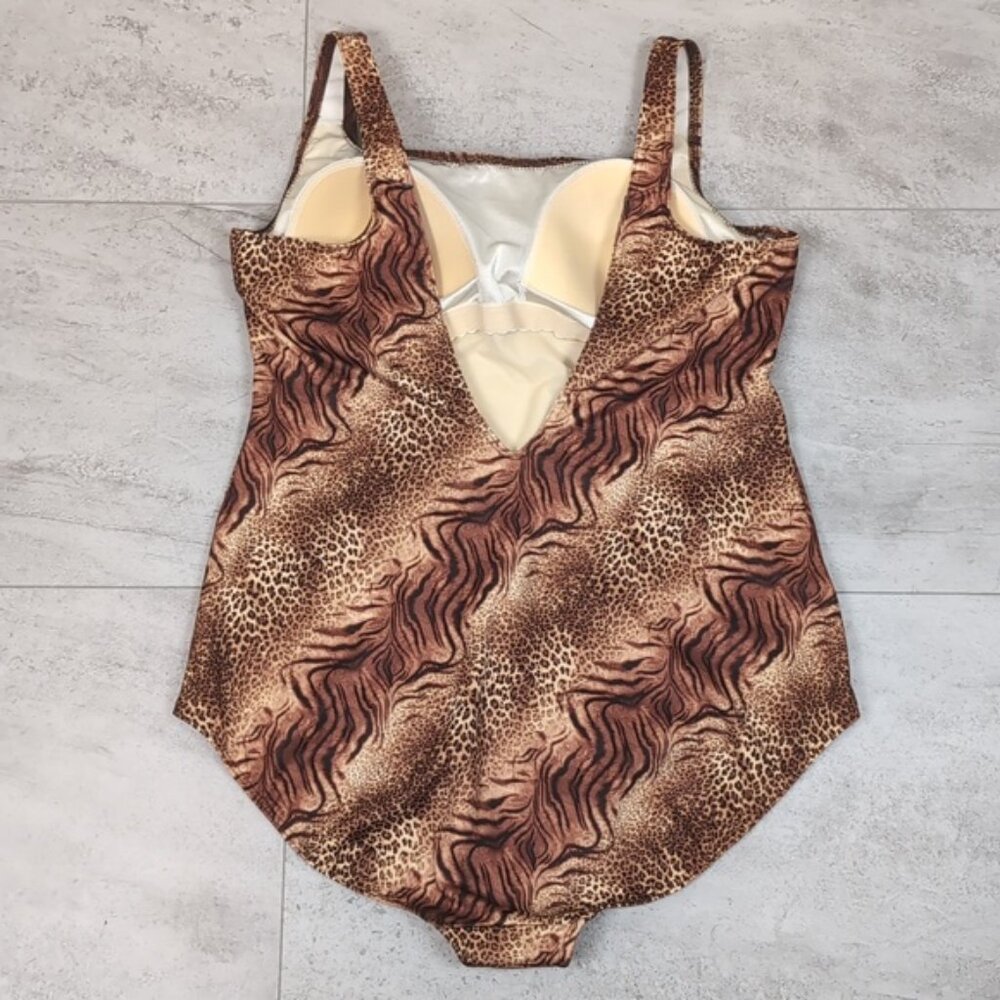 Vintage Baltex One Piece Swimsuit Animal Print Leopard Womens Plus Size 18W - Picture 5 of 9
